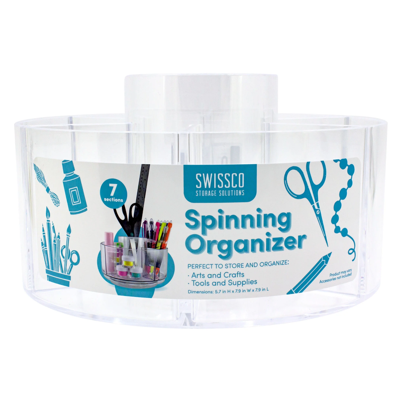 Spinning Arts and Crafts Storage Caddy Organizer, Rotating, Clear, 7 Se