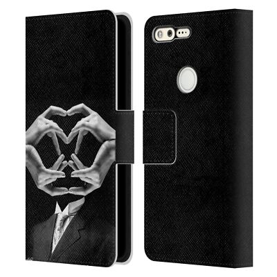 OFFICIAL LOUIJOVERART BLACK AND WHITE LEATHER BOOK WALLET CASE FOR GOOGLE PHONES