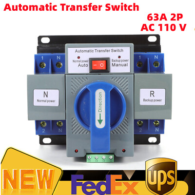 AC 110V Dual Power Automatic Transfer Switch 63A 2P self cast Change-over Switch