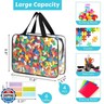 4 Pack Toy Storage Bags, Clear PVC Toy Organizer with Zipper, Large Black Waterproof Reusable Toy Bags with Labels for Puzzles, Building Blocks, Board Game, Stationery, Kids Books