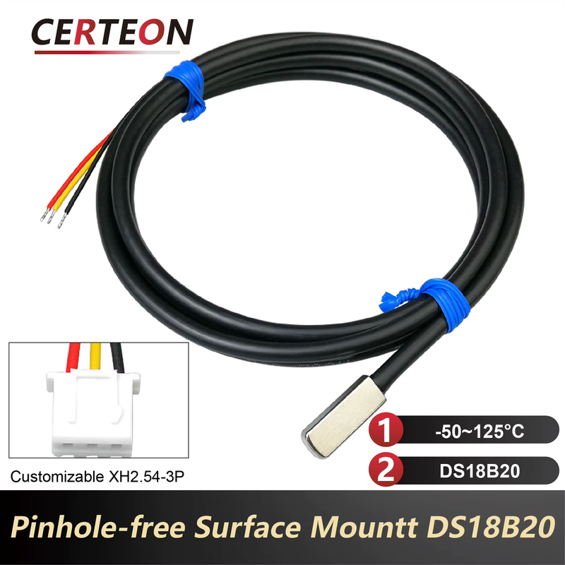 Adhesive DS18B20 Temperature Sensor Waterproof Flat Surface Probe with RVVP Cabl