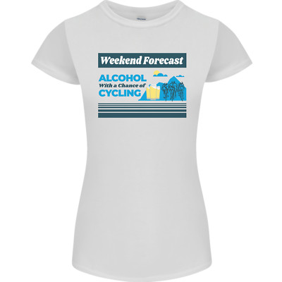 Cycling Weekend Forecast Funny Beer Alcohol Womens Petite Cut T-Shirt