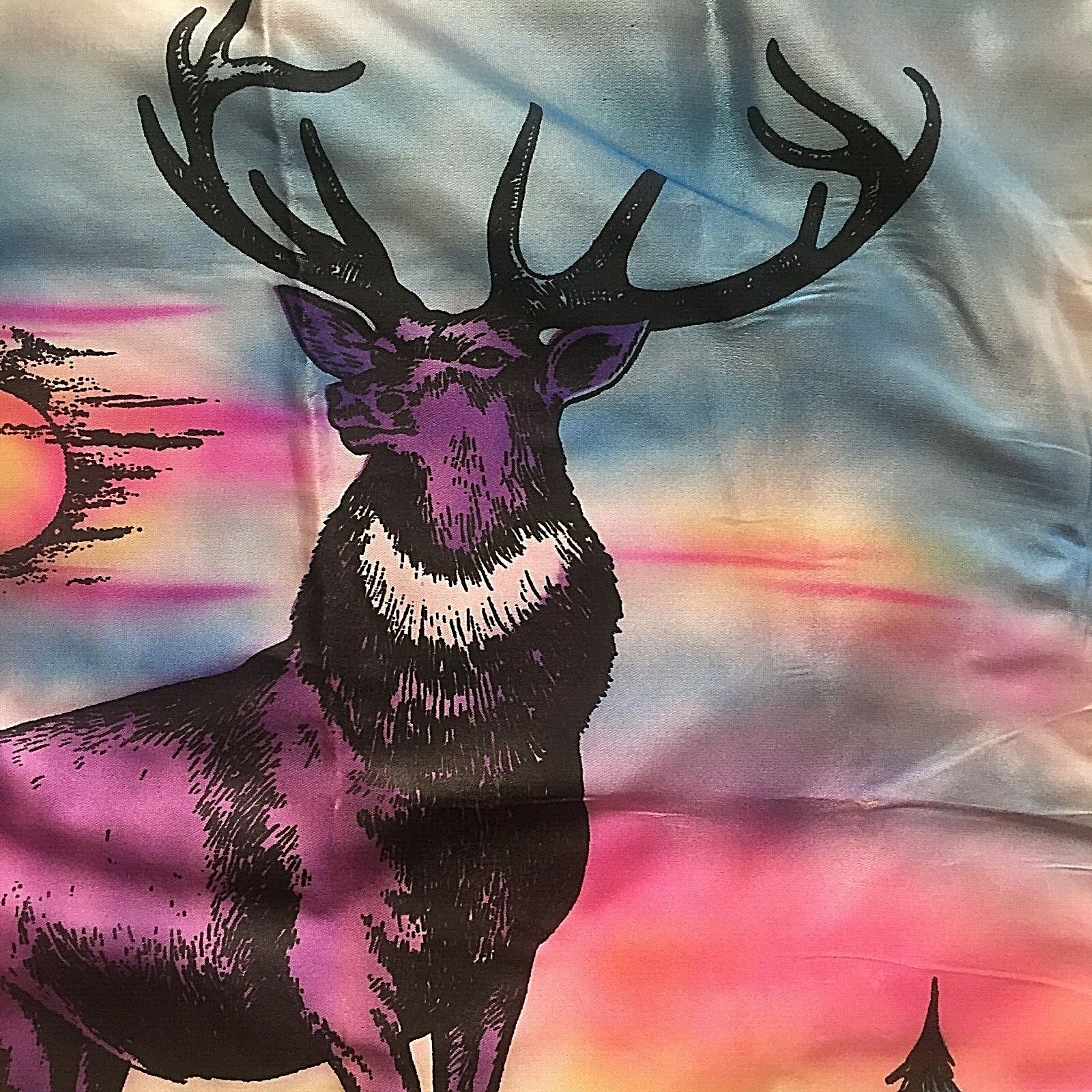 Vintage Souvenir Satin Pillow Cover Ogallala, NEBR, Beautiful Design and Colors