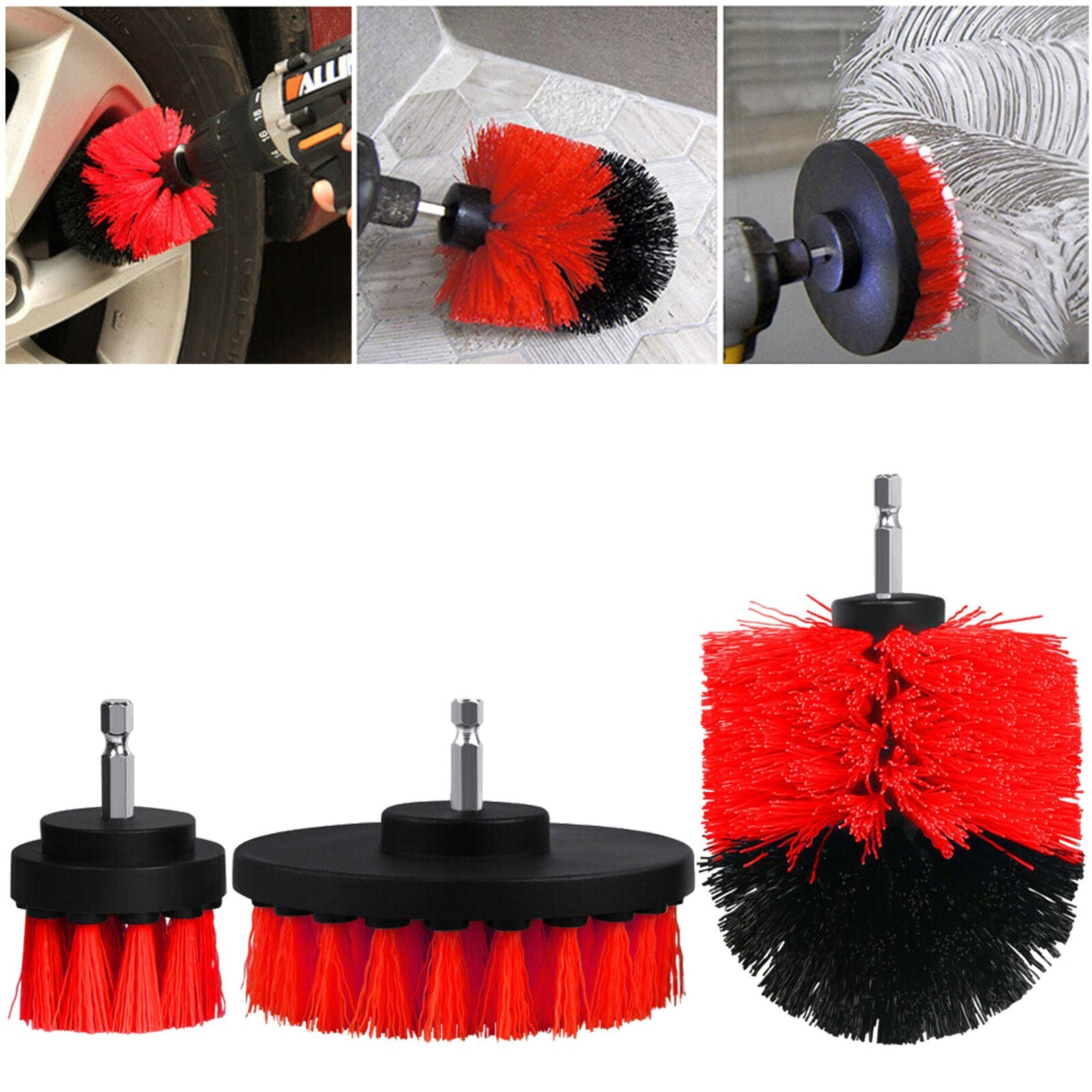 3 PCS Drill Brushes Set Tile Grout Power Scrubber Cleaner Spin Tub Shower Wall