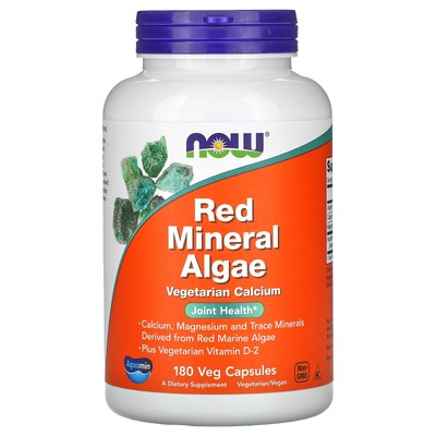 Now Foods Red Mineral Algae 180 растительных капсул с гарантией качества GMP, веганский,