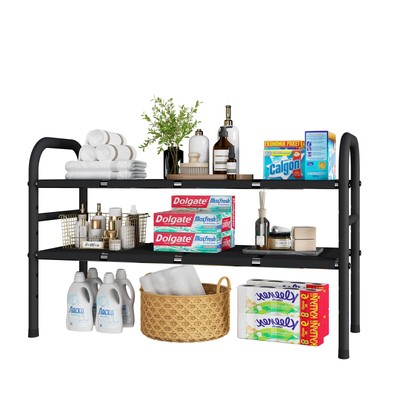 WonCherry Expandable Under Sink Organizers 2-Tier Kitchen Bathroom Cabinet St...