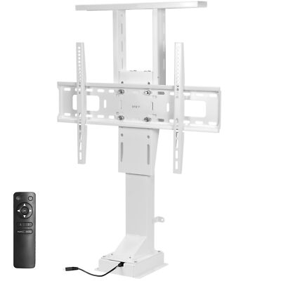 VIVO White TV Motorized Vertical Stand Lift 37'' to 55'', Height Adjustable Mount