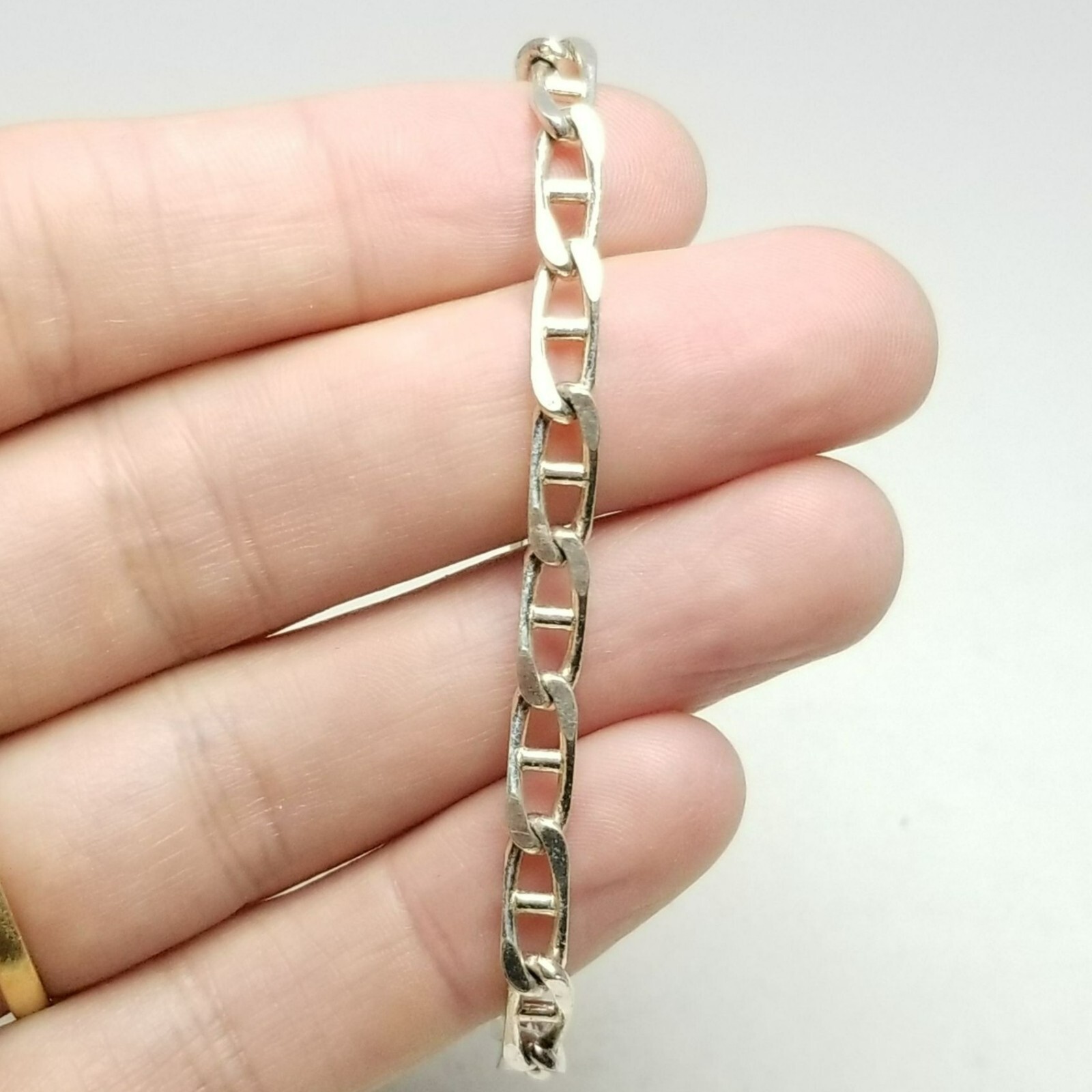 Vintage Anchor Link Chain Bracelet, Silver Tone, 7 Inches