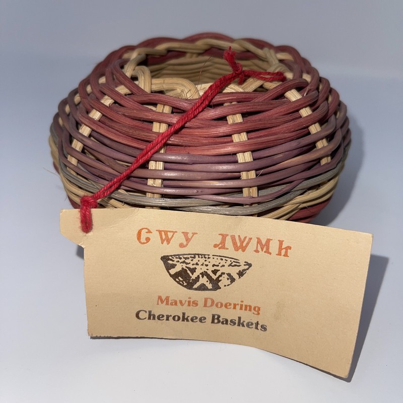 Mavis Doering Native Cherokee Indian Double Wall Basket Buckbrush Reed