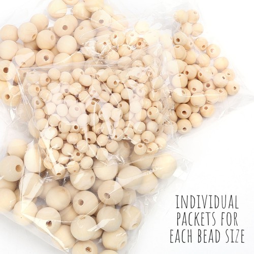 2000PCS Wooden Beads Craft Round Natural Unfinished Wood 8/10/12/14/16/18mm
