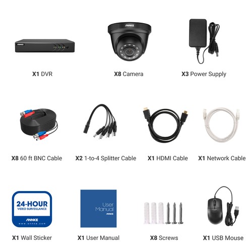 ANNKE 5IN1 8CH 5MP Lite DVR HD 1080P CCTV Security Camera System Outdoor H.265+