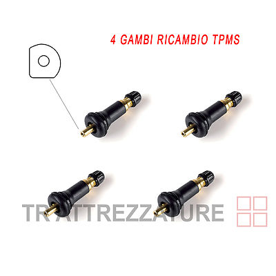 Kit 4 Gambi valvola gomma ricambio sensore tpms pneumatici ruota