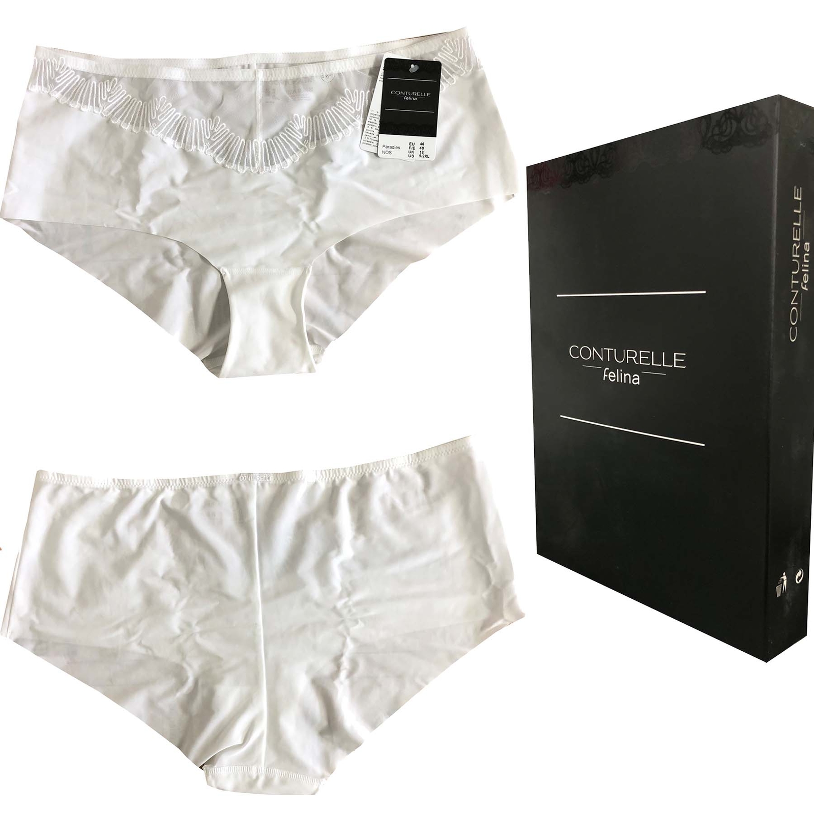 Felina Conturelle Damen Slip Shorty Unterwäsche Gr. EU 46 Weiß