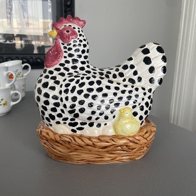 Rare Vintage CBK LTD LLC Chicken sitting on Basket with Eggs and Chicks, 1998