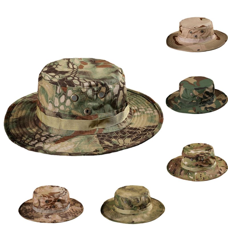 Bucket Cap Military Camo Wide Brim Sun Bush Booney Fishing