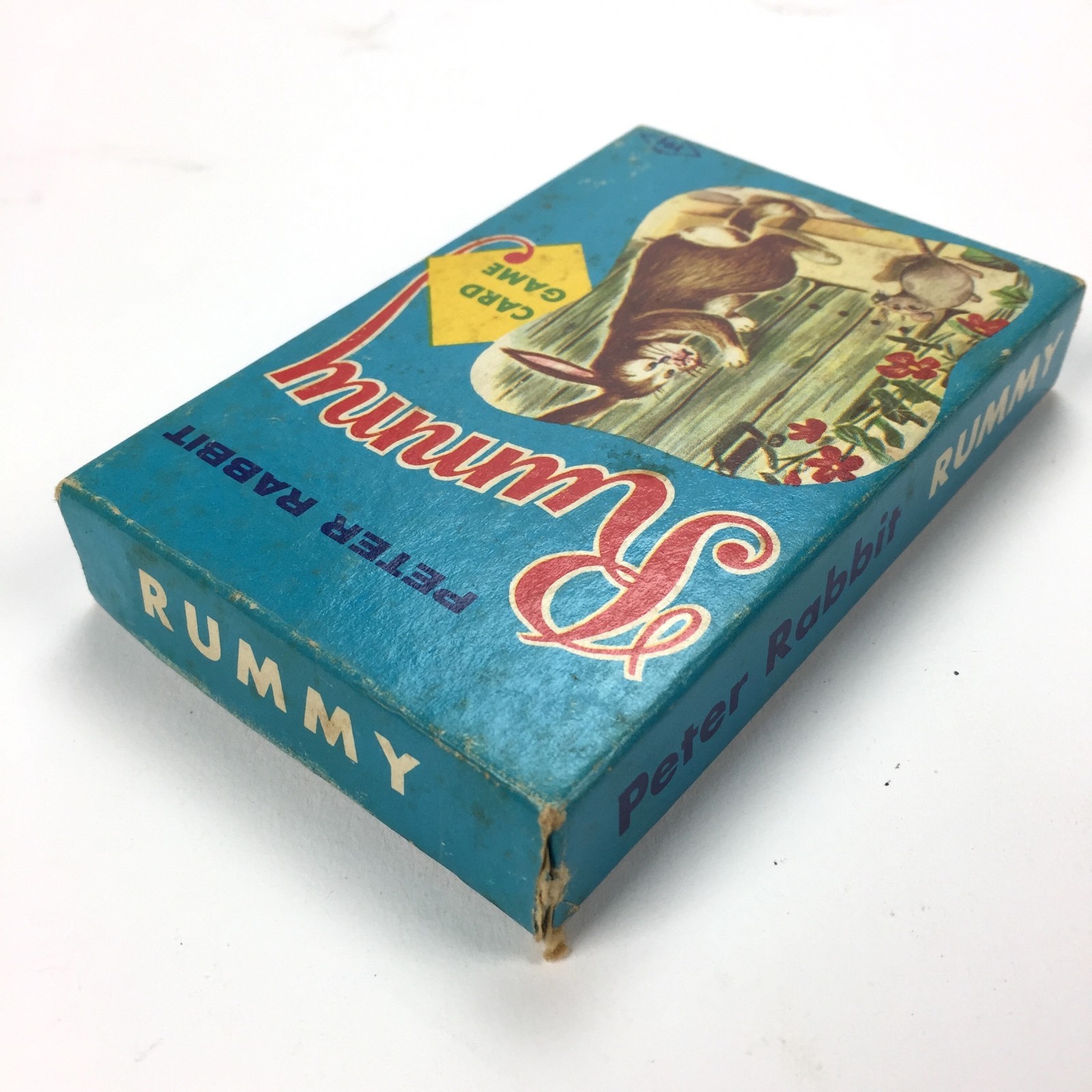 Vintage Peter Rabbit RUMMY Card Game, Fairchild, box 19¢ cents, deck, playing