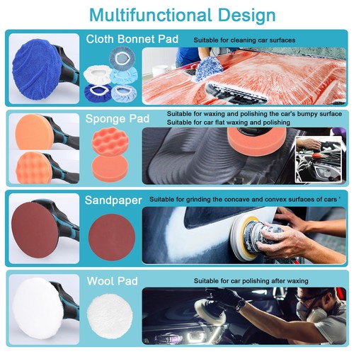 36V 3000mAh Cordless Car Polisher Buffer Sander Auto Polishing Machine 6 Speeds