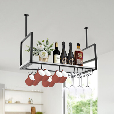 Metal Wine Rack Hanging Stemware Goblet Stand Ceiling Wine Glass Display Holder 
