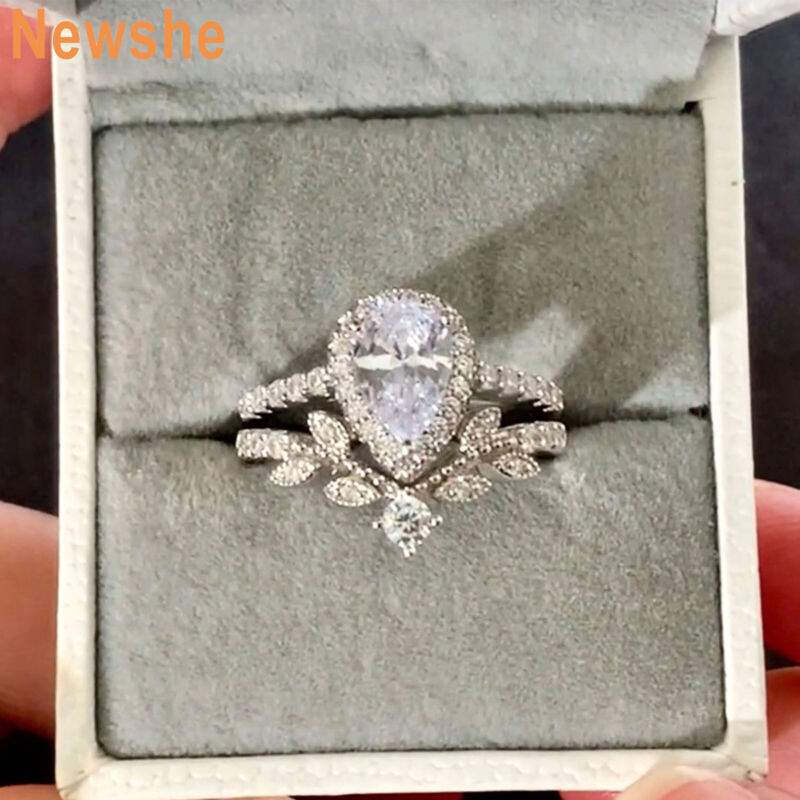 Newshe Vintage Promise Engagement Wedding Ring Sets For Women 5a Cubic Zirconia