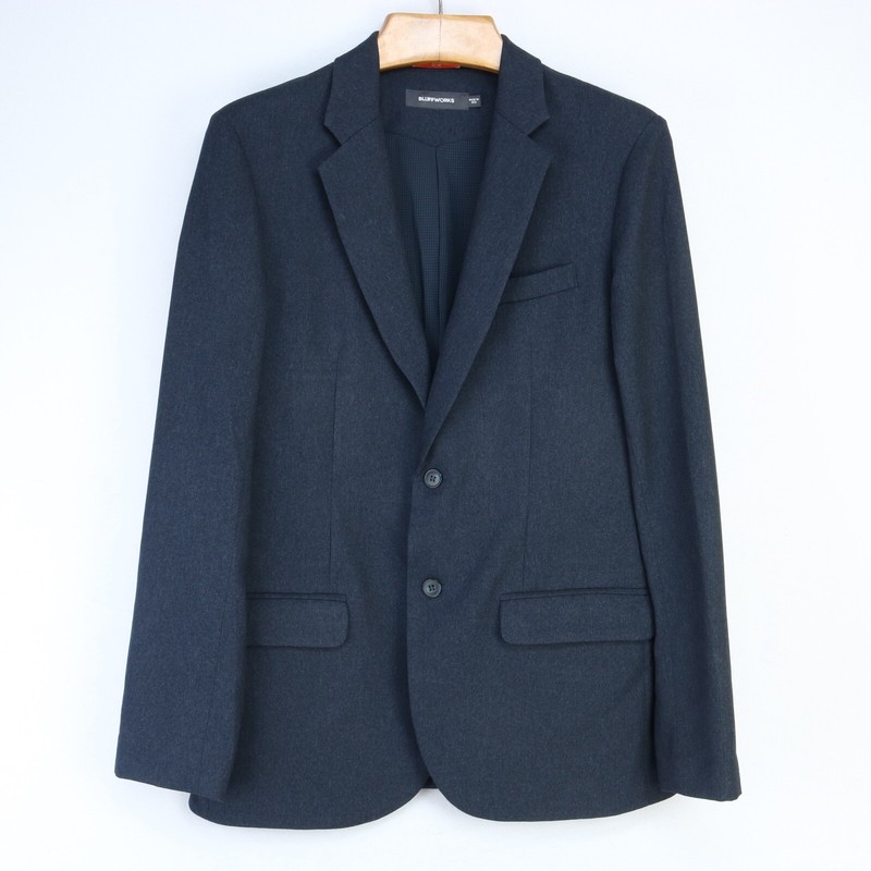 BLUFFWORKS NYC DARK BLUE GRAMERCY SLIM FIT SPORT COAT BLAZER JACKET 44L