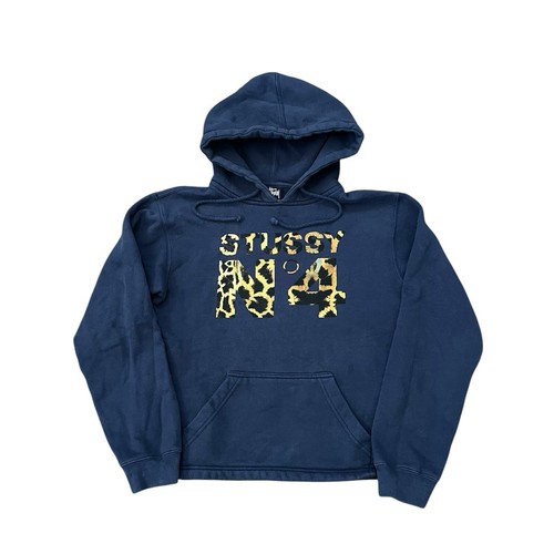 Vintage Stussy No 4 Hoodie Womens Small Y2K Cheetah