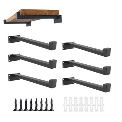 Floating Shelf Brackets Heavy Duty Shelving Brackets Matte Black Wall Mounted...