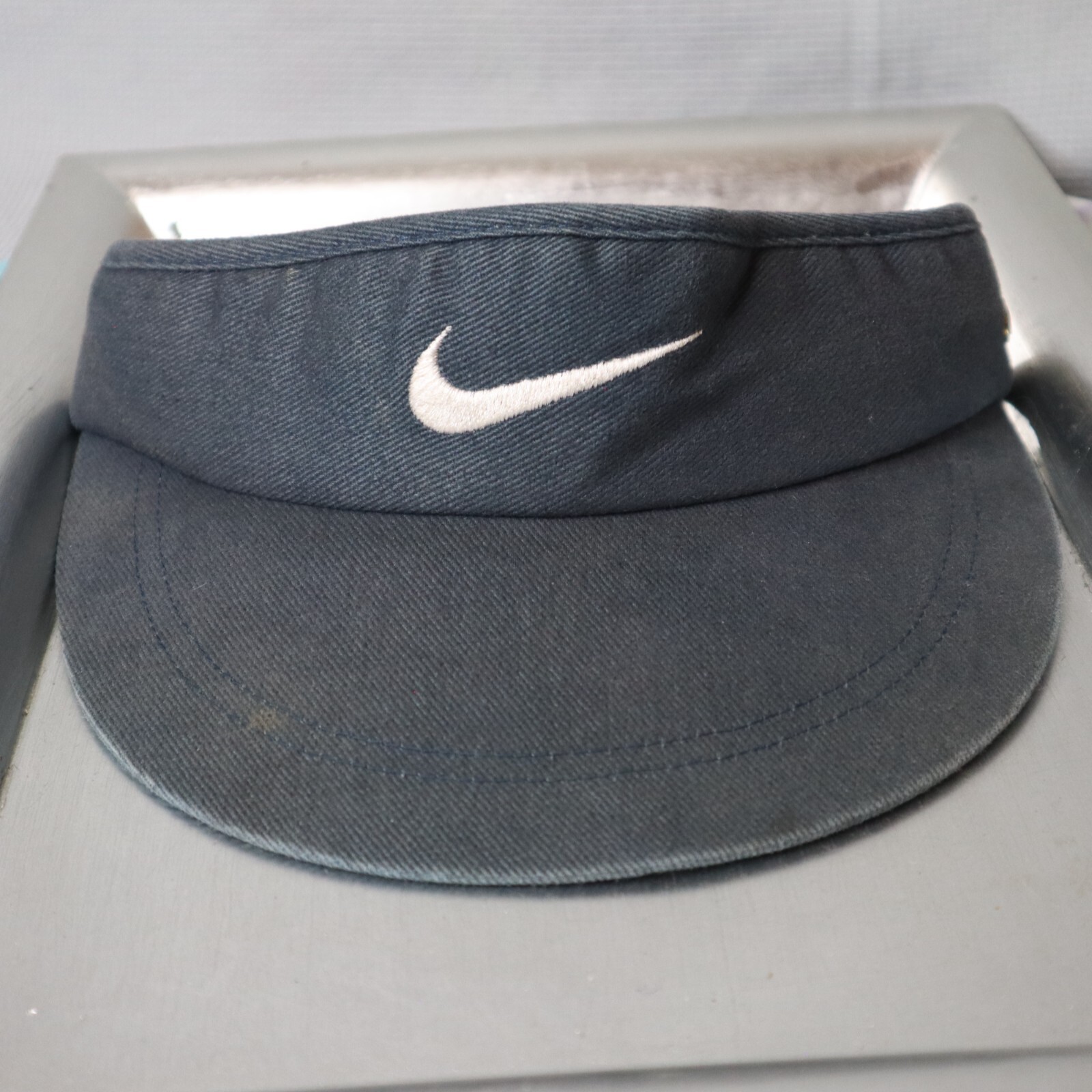 VTG Nike Visor Hat Cap Strapback Navy Faded Adjustable