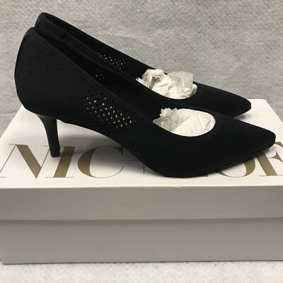 NIC + ZOE Womens Carmen Linen Pointed Toe Classic Pumps Black SZ 7M W/Box