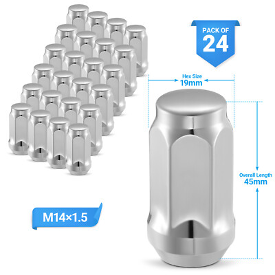 24 Chrome 14x1.5 Bulge Acorn Lug Nuts 1.78'' For Chevy GMC Silverado Sierra 1500