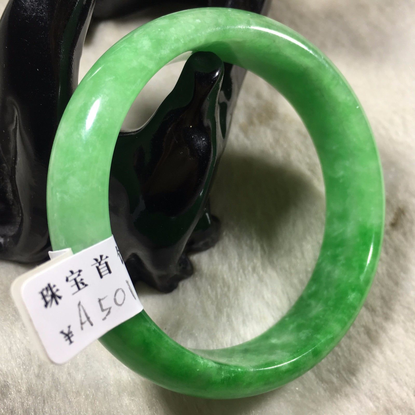 Light Creamy Fei Cui 56 mm Green Jadeite Jade Bangle #501