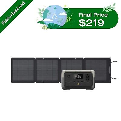 EcoFlow Solar Generator RIVER 2 256Wh+110W Solar Panel Certified Refurbished