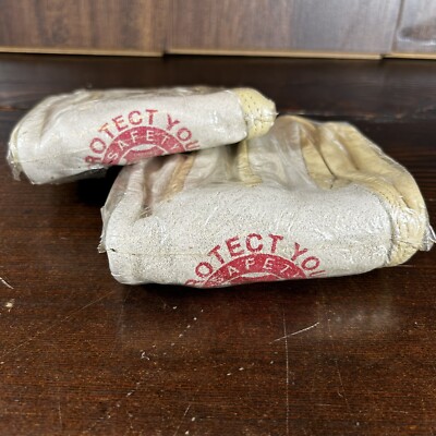 Union Pacific Gray & Beige Leather Safety Gloves Size XL Rail Road Train