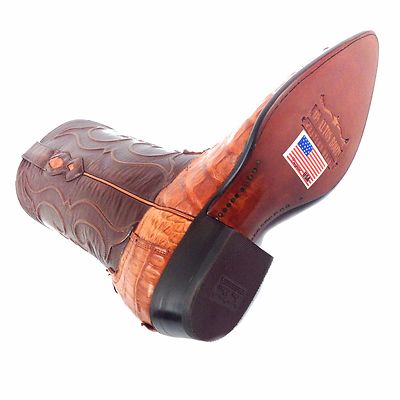 Pre-owned Los Altos Boots Los Altos Cognac Leather Caiman Tail J Toe Boots Style 1 99 01 03 Size 9,11. In Brown