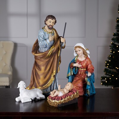 18'' H Nativity Set 4 Pcs Resin Statue Holiday Christmas Decor