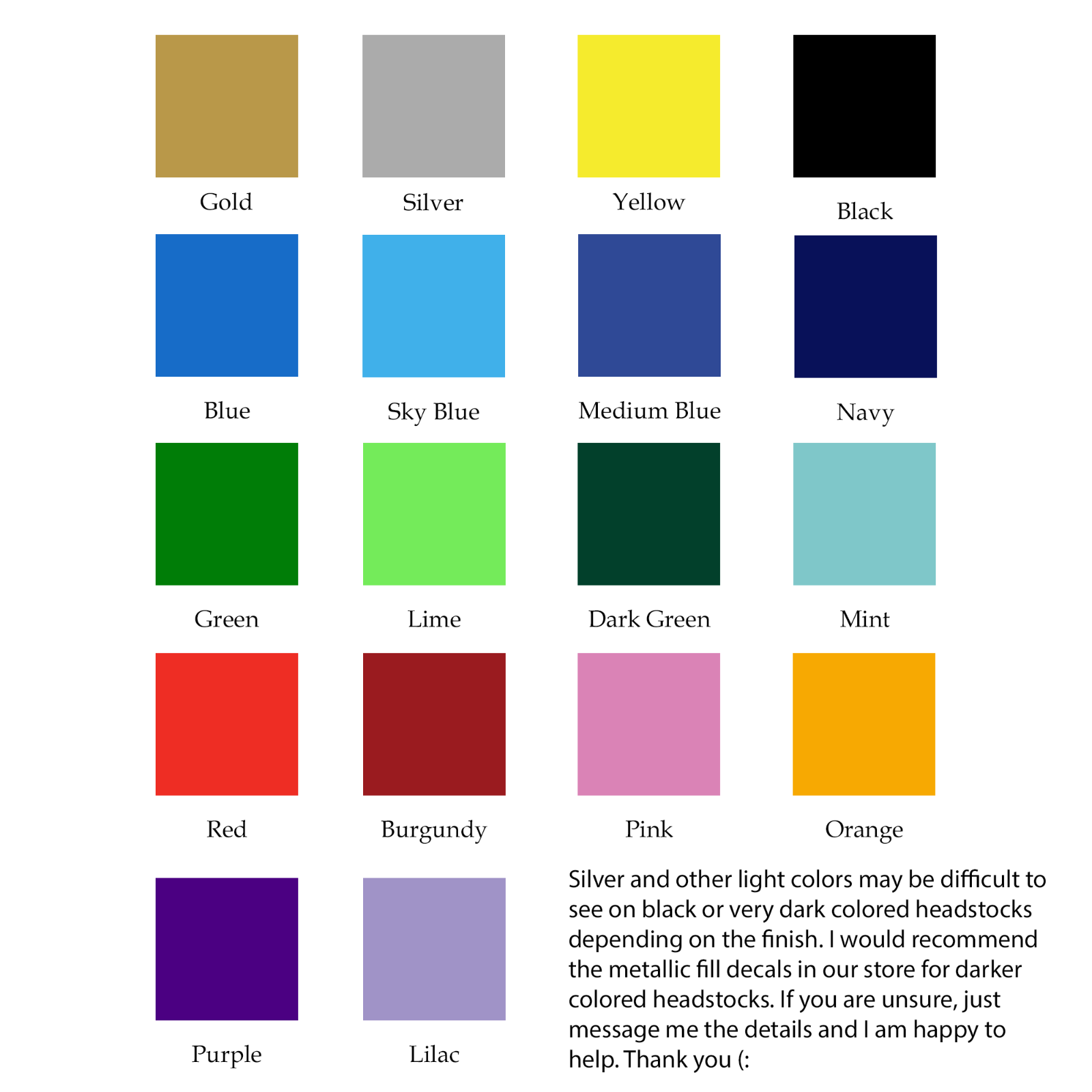 Custom 70's Style Guitar Headstock Waterslide Decal for Electric Guitars