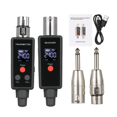 Rechargeable Wireless Microphone System XLR Transmitter Receiver Speaker Adapter
