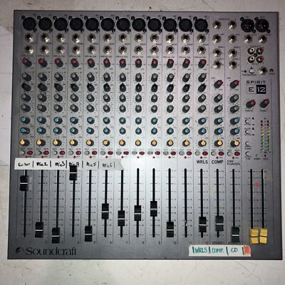 SOUNDCRAFT SPIRIT E12 12 CHANNEL ANALOG PROFESSIONAL SOUNDBOARD MIXER TESTED