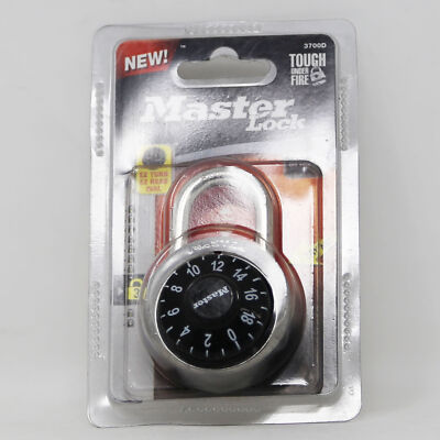 MasterLock 3700D Combination Padlock Black EZ Turn/Read Dial Anti Shim 3/4 Inch