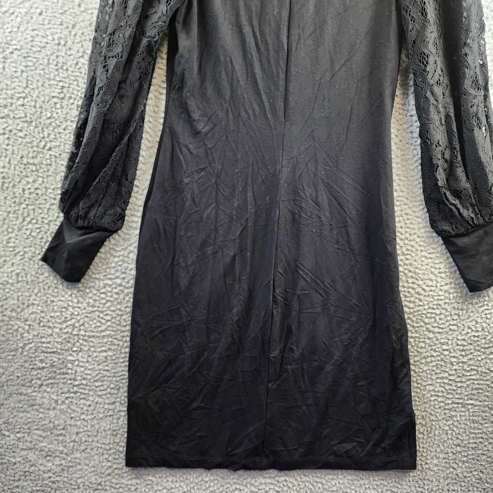 Karen Kane Lace Sleeve Dress Women's S Black Solid V-Neck Back Zip Closure - Picture 12 of 12