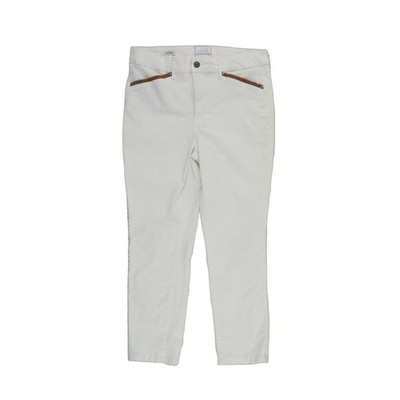 White House Black Market Crop Pants Women's Size 10 White Tan Contrast Trim