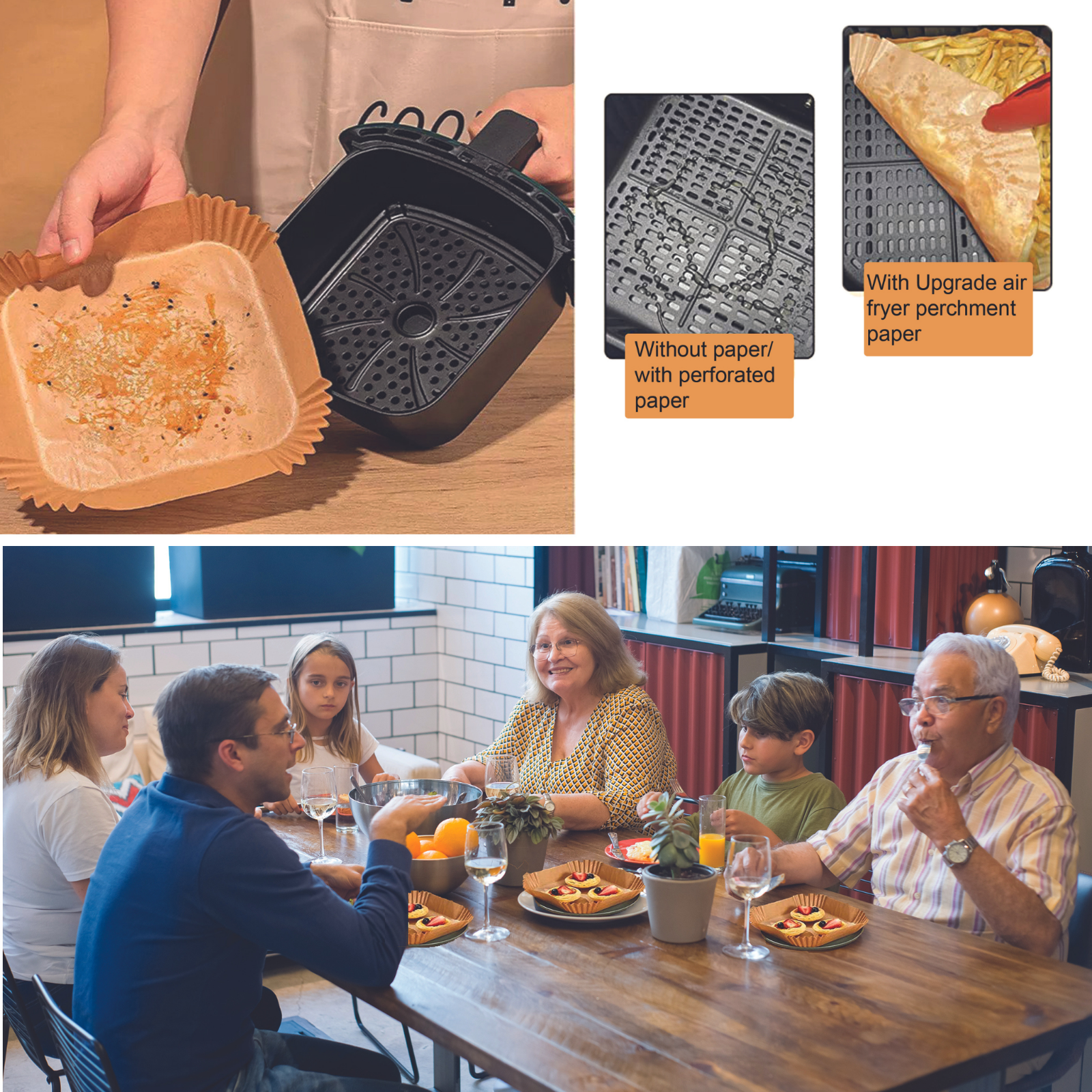 125 PCS Air Fryer Disposable Paper Liner Square, 8-inch, Parchment Paper