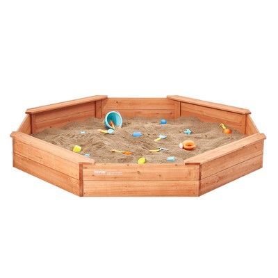 VEVOR Wooden Sandbox with Cover Octagonal Sand Box Sand Pit Outdoor Ages 3-12