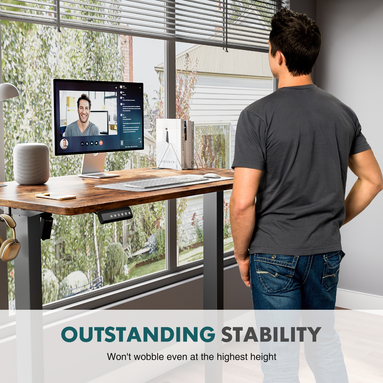 Electric Standing Desk Gaming Work PC Table Adjustable Height for Home Office