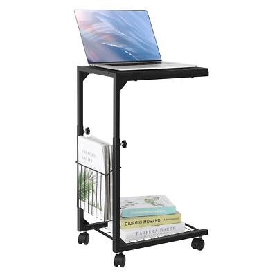 C Shaped End Table, Small Side Tables for Living Room, Bedroom Height Adjustable