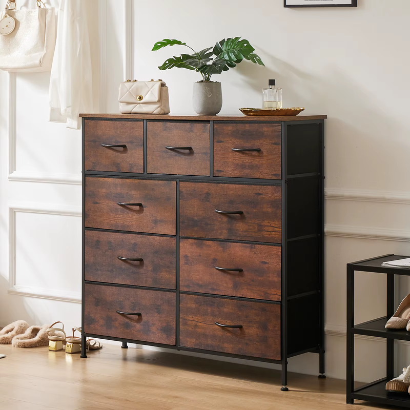 9-Drawer Fabric Chest Organizer for Clothes & Closet Storage Dresser for Bedroom