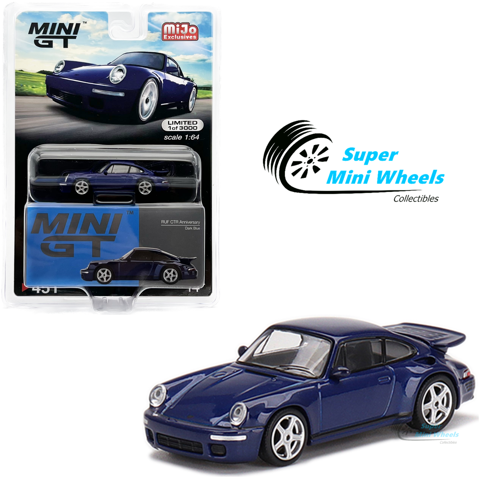 【★大感謝セール】 Mini GT 1:64 Porsche 911 RUF CTR Anniversary Dark Blue #451 自動車