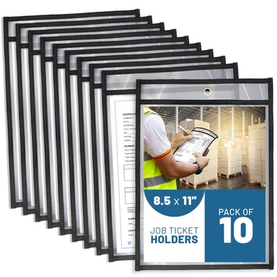 10 Pack Job Ticket Holders 8.5x11 - Work Order Plastic Sleeves for Documents ...