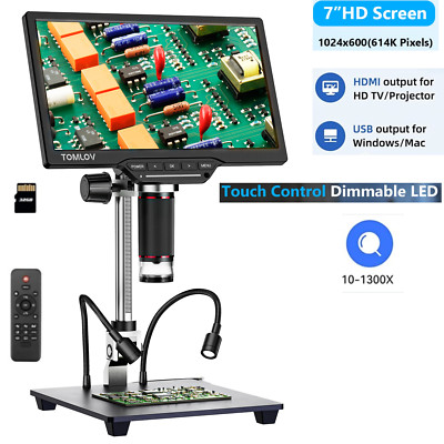 TOMLOV HDMI Digital Microscope 1080P 1300X soldering scope Remote Coin Magnifier