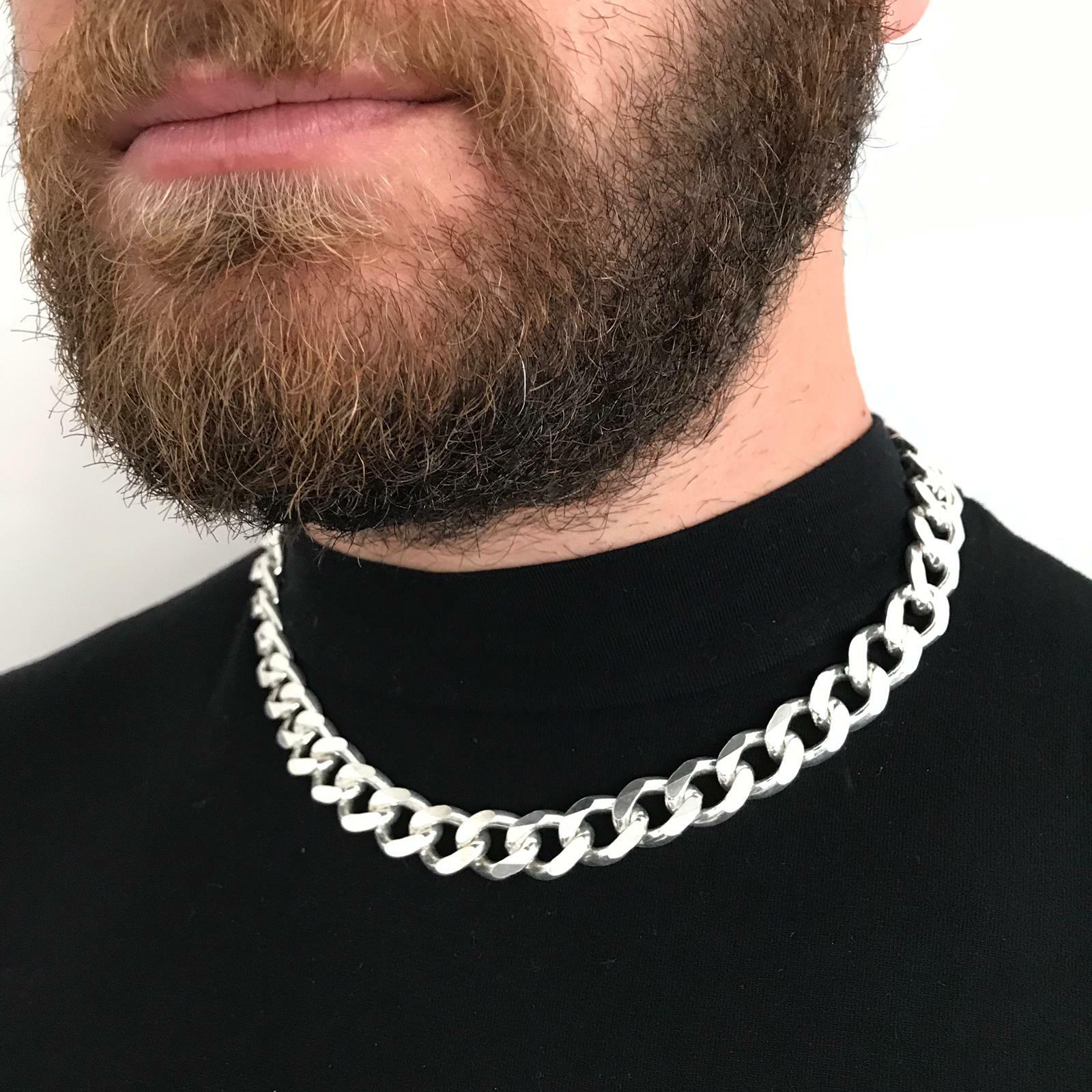 Pre-owned Handmade 14mm Mens Tight Curb Cuban Chain Necklace 925 Sterling Silver 133gr 20inch