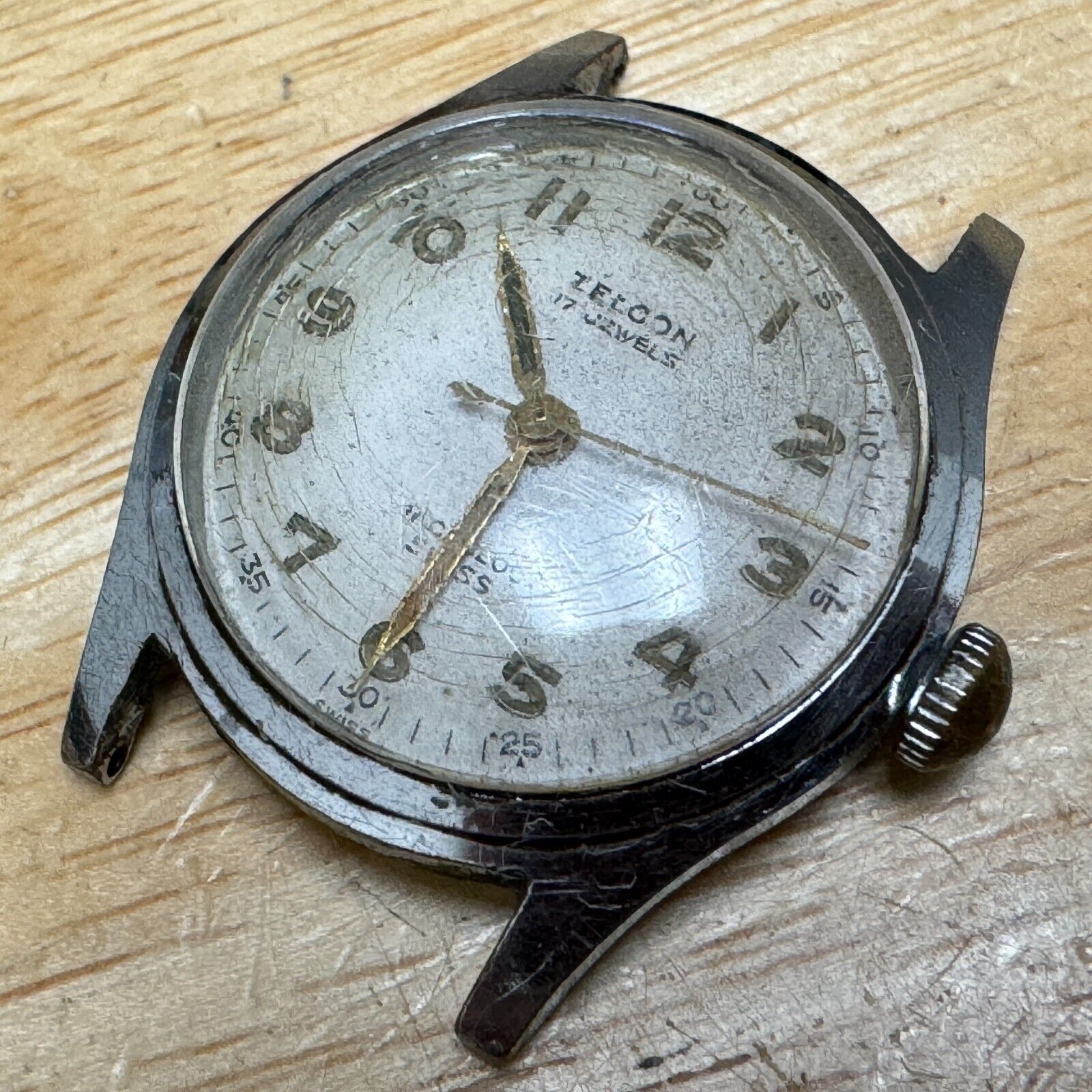 Vintage Zelcon Men 17J Silver Hand Winding Mechanical Watch